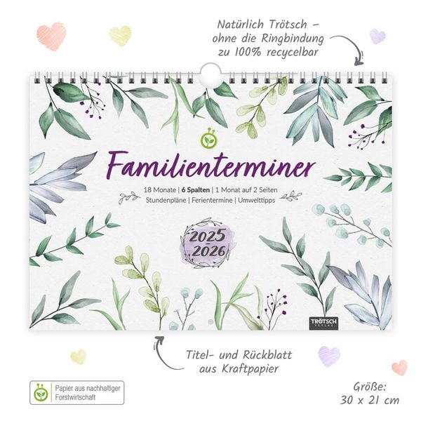 Produktbild: Trötsch Familienterminer Natur für 18 Monate 2025/2026