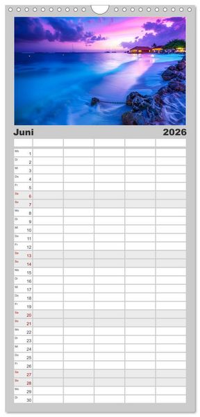 Produktbild: Familienplaner 2026 - Traumhafte Str&auml;nde mit 5 Spalten (Wandkalender, 21 x 45 cm) CALVENDO