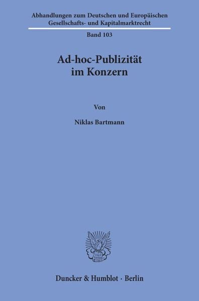 Produktbild: Ad-hoc-Publizit&auml;t im Konzern.