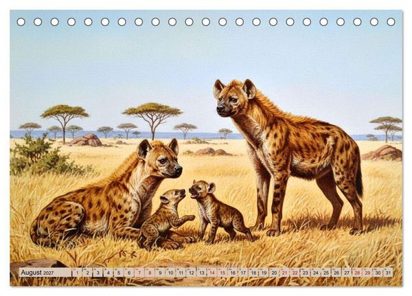 Produktbild: Afrikas Tiere wie aus alten B&uuml;chern (Tischkalender 2027 DIN A5 quer), CALVENDO Monatskalender