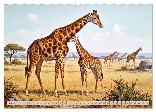 Produktbild: Afrikas Tiere wie aus alten B&uuml;chern (Wandkalender 2027 DIN A2 quer), CALVENDO Monatskalender
