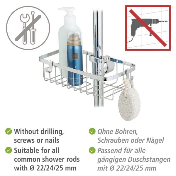 Produktbild: Duschstangencaddy Mod. Floresta Eckig, Anbringung ohne Bohren und Schrauben