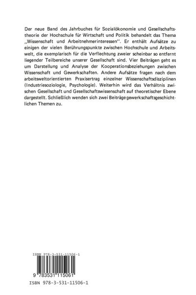 Produktbild: Wissenschaft und Arbeitnehmerinteressen