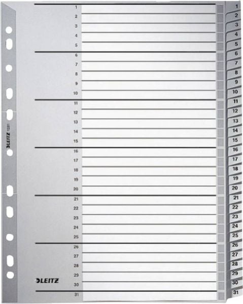 Produktbild: Register Leitz Zahlen Plastik 1-31