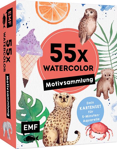 Produktbild: 55 x Watercolor &ndash; Motiv-Sammlung: Kartenset f&uuml;r 5-Minuten-Aquarelle