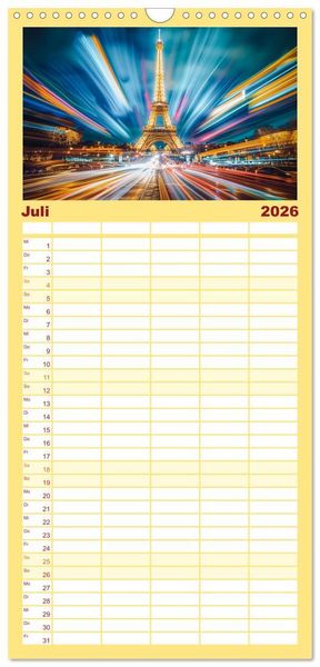 Produktbild: Familienplaner 2026 - Ber&uuml;hmte Wahrzeichen mit 5 Spalten (Wandkalender, 21 x 45 cm) CALVENDO