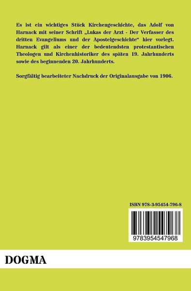 Produktbild: Harnack, A: Lukas der Arzt - Der Verfasser des dritten Evang