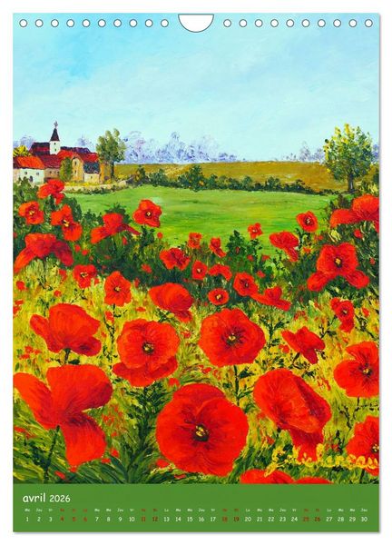 Produktbild: Coquelicots en peinture (Calendrier mural 2026 DIN A4 horizontal), CALVENDO calendrier mensuel