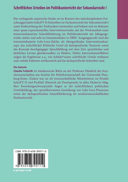 Produktbild: Schriftliches Urteilen im Politikunterricht der Sekundarstufe I