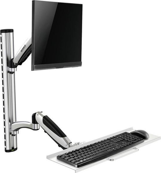 Produktbild: SpeaKa Professional SP-MM-730 Monitor-Wandhalterung 1 Display(s) 43,2cm (17") - 68,6cm (27") Schwarz/Silber H&ouml;henverstellbar