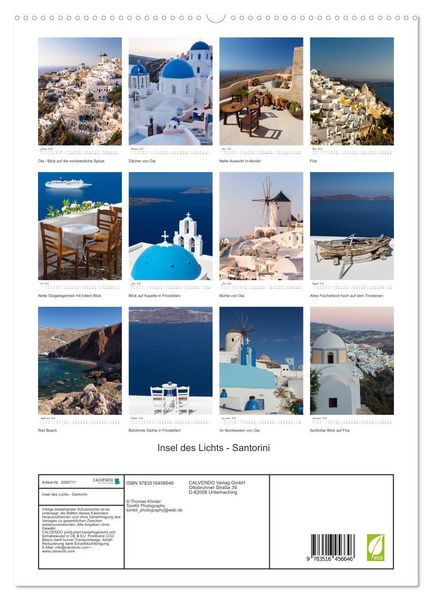 Produktbild: Insel des Lichts - Santorini (hochwertiger Premium Wandkalender 2026 DIN A2 hoch), Kunstdruck in Hochglanz