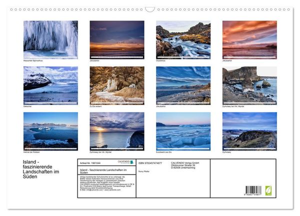 Produktbild: Island - faszinierende Landschaften im S&uuml;den (Wandkalender 2026 DIN A2 quer), CALVENDO Monatskalender
