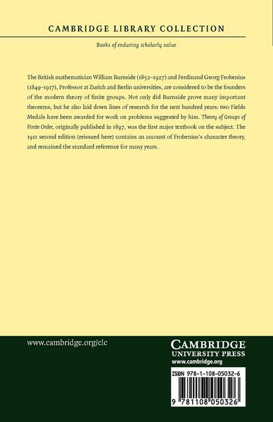 Produktbild: Theory of Groups of Finite Order