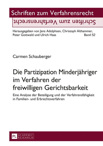 Produktbild: Die Partizipation Minderj&auml;hriger im Verfahren der freiwilligen Gerichtsbarkeit