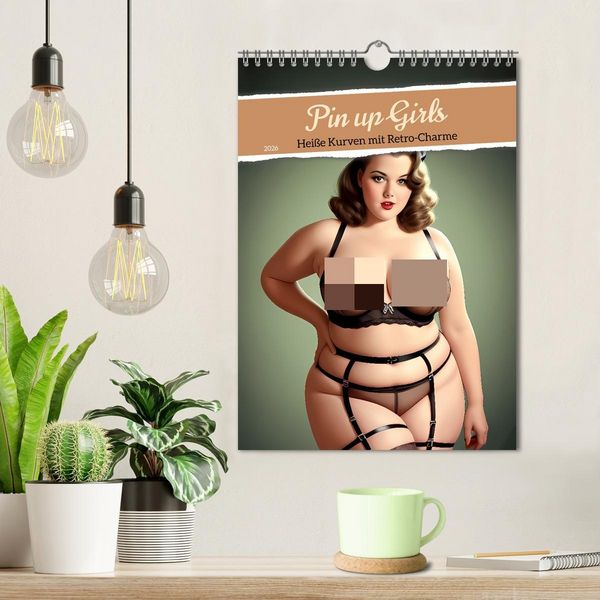 Produktbild: Pin up Girls Hei&szlig;e Kurven mit Retro Charme (Wandkalender 2026 DIN A4 hoch), CALVENDO Monatskalender