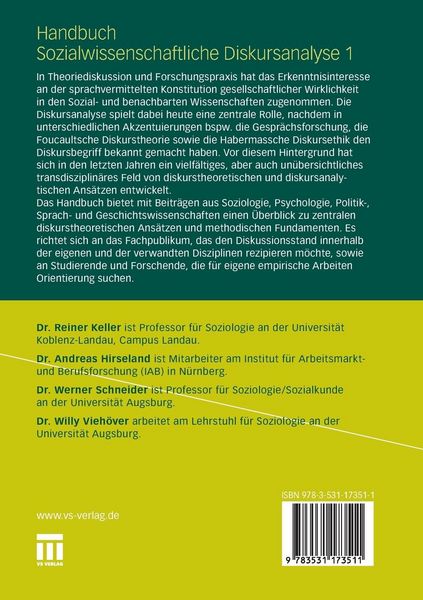 Produktbild: Handbuch Sozialwissenschaftliche Diskursanalyse