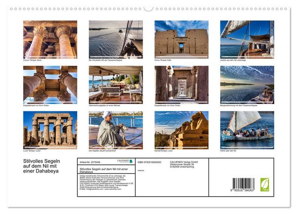 Produktbild: Stilvolles Segeln auf dem Nil mit einer Dahabeya (hochwertiger Premium Wandkalender 2026 DIN A2 quer), Kunstdruck in Hochglanz