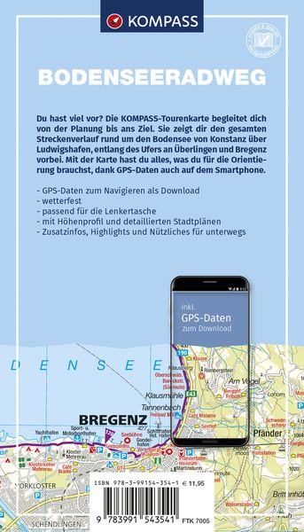 Produktbild: KOMPASS Fahrrad-Tourenkarte Bodenseeradweg 1:50.000