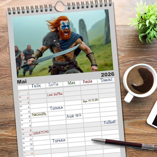 Produktbild: Familienplaner 2026 - Krieger - Im Wandel der Zeit mit 5 Spalten (Wandkalender, 21 x 45 cm) CALVENDO