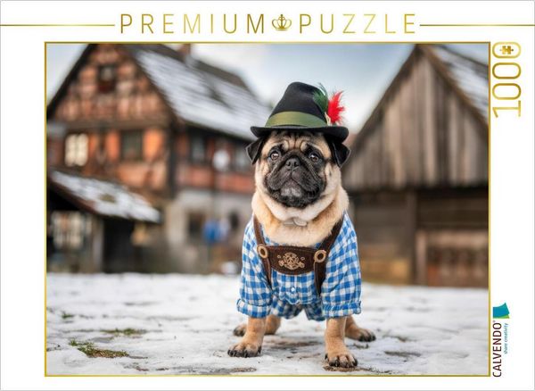 Produktbild: CALVENDO Puzzle Ein Mops in Bayern | 1000 Teile Lege-Gr&ouml;&szlig;e 64x48cm Foto-Puzzle f&uuml;r gl&uuml;ckliche Stunden
