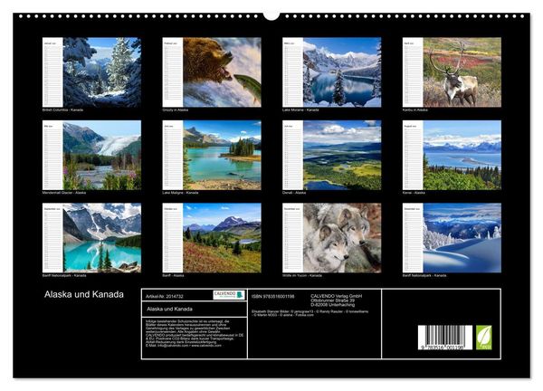 Produktbild: Alaska und Kanada (hochwertiger Premium Wandkalender 2026 DIN A2 quer), Kunstdruck in Hochglanz