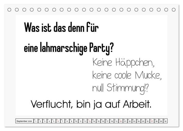 Produktbild: Typo-Kalender f&uuml;r das B&uuml;ro. Sarkasmus und fiese Spr&uuml;che (Tischkalender 2026 DIN A5 quer), CALVENDO Monatskalender