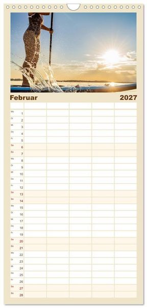 Produktbild: Familienplaner 2027 - Im Fluss der Zeit &ndash; SUP-Momente zum Durchatmen mit 5 Spalten (Wandkalender, 21 x 45 cm) CALVENDO