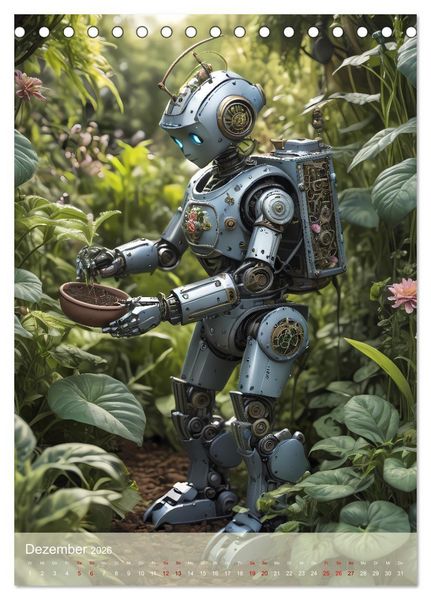Produktbild: Roboter im Garten - Kleine Helfer (Tischkalender 2026 DIN A5 hoch), CALVENDO Monatskalender