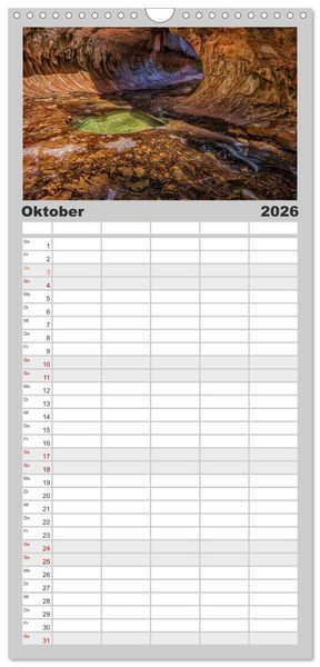 Produktbild: Familienplaner 2026 - USA Deluxe mit 5 Spalten (Wandkalender, 21 x 45 cm) CALVENDO