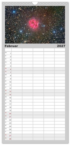 Produktbild: Familienplaner 2027 - Farbiges Weltall mit 5 Spalten (Wandkalender, 21 x 45 cm) CALVENDO