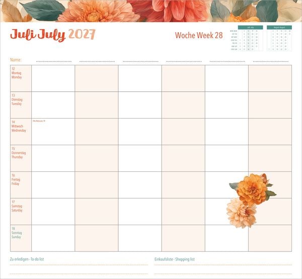 Produktbild: Familienwochenkalender Flowers 2027