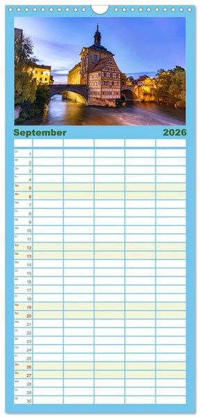 Produktbild: Familienplaner 2026 - Bayern bei Nacht mit 5 Spalten (Wandkalender, 21 x 45 cm) CALVENDO