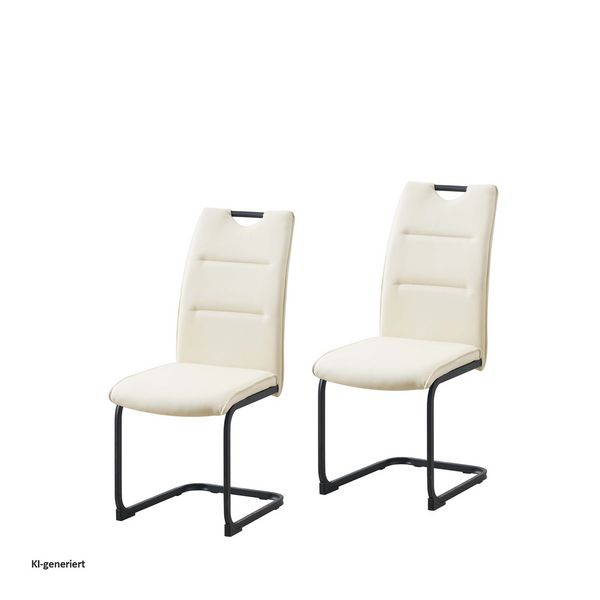 Produktbild: HTI-Living Schwingstuhl 2er Set PU creme DannyP Freischwinger Esszimmerstuhl Kunstleder