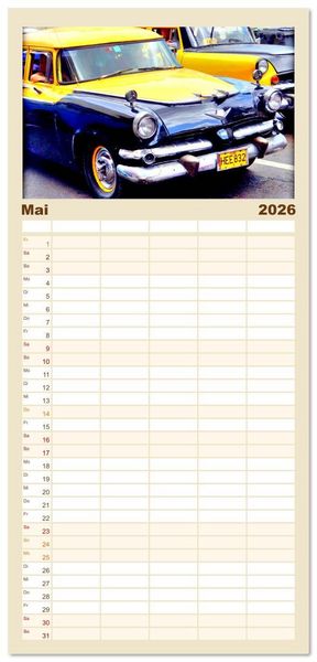 Produktbild: Familienplaner 2026 - DODGE '55 mit 5 Spalten (Wandkalender, 21 x 45 cm) CALVENDO