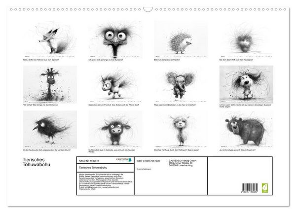Produktbild: Tierisches Tohuwabohu (Wandkalender 2026 DIN A2 quer), CALVENDO Monatskalender