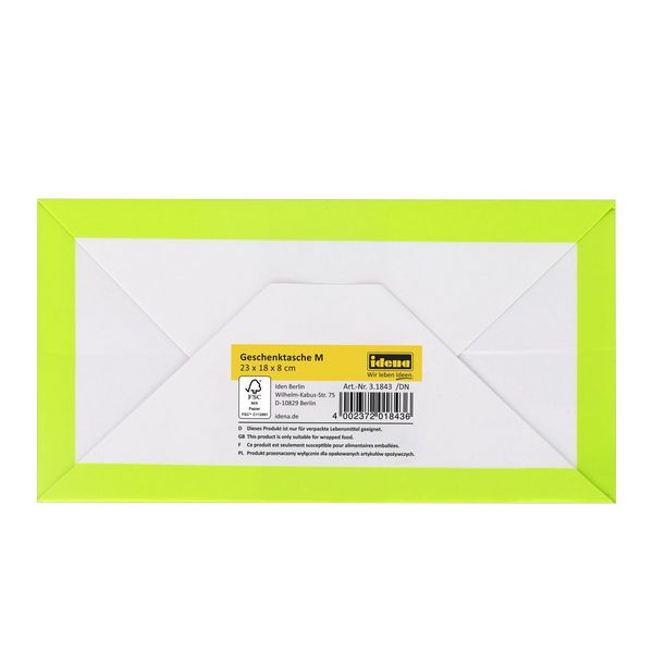 Produktbild: Idena Geschenktasche uni blau gelb rot gr&uuml;n 18x23x8cm 4fach sortiert 128g/m&sup2;