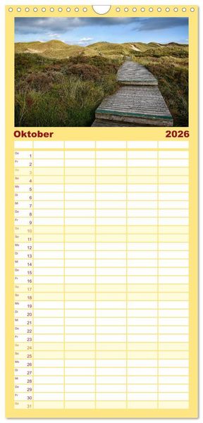 Produktbild: Familienplaner 2026 - Amrum, die Perle in der Nordsee mit 5 Spalten (Wandkalender, 21 x 45 cm) CALVENDO