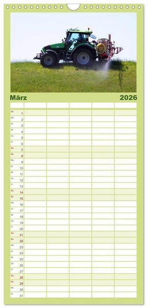 Produktbild: Familienplaner 2026 - Landwirtschaft - Maschinen im Einsatz mit 5 Spalten (Wandkalender, 21 x 45 cm) CALVENDO