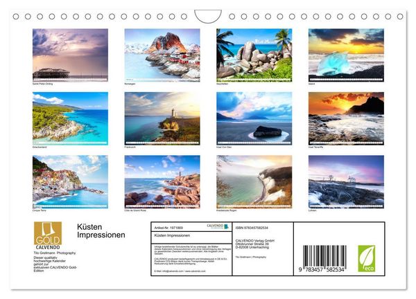 Produktbild: K&uuml;sten Impressionen (Wandkalender 2026 DIN A4 quer), CALVENDO Monatskalender