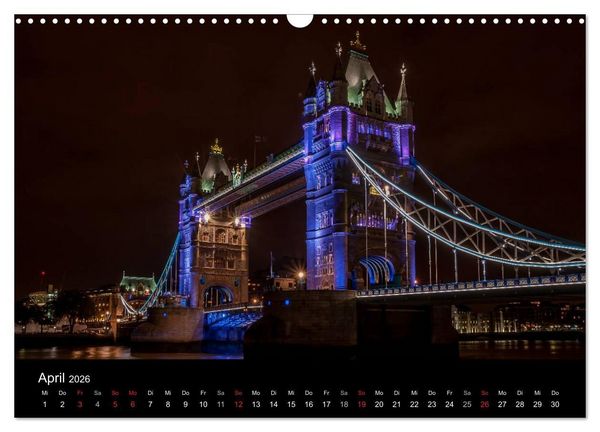 Produktbild: London - Nachts an der Themse (Wandkalender 2026 DIN A3 quer), CALVENDO Monatskalender