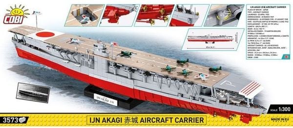 Produktbild: COBI Historical Collection 4851 - IJN AKAGI Aircraft Carrier, WWII Flugzeugtr&auml;ger, Bausatz 1:300, 3573 Klemmbausteine
