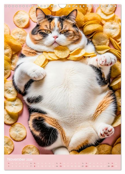 Produktbild: FETTE KATZEN - Foodporn auf vier Pfoten (Wandkalender 2026 DIN A3 hoch), CALVENDO Monatskalender