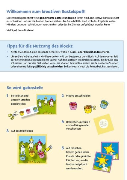 Produktbild: Lass uns basteln &ndash; Ausschneiden und kleben ab 3 Jahre &ndash; Einh&ouml;rner