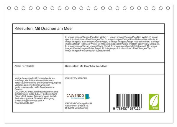 Produktbild: Kitesurfen: Mit Drachen am Meer (Tischkalender 2026 DIN A5 quer), CALVENDO Monatskalender