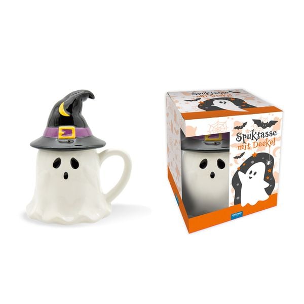 Produktbild: Tr&ouml;tsch Spuktasse mit Deckel Gespenst Keramiktasse Halloween