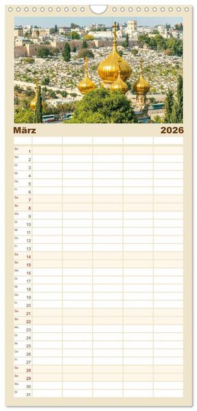 Produktbild: Familienplaner 2026 - Zwischen Tradition und Moderne: Israel mit 5 Spalten (Wandkalender, 21 x 45 cm) CALVENDO