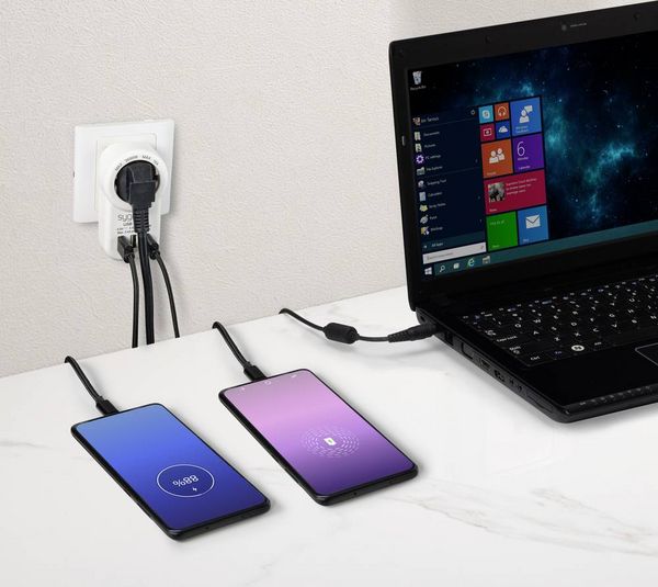 Produktbild: Sygonix SY-4755856 Zwischensteckdose mit USB Wei&szlig;