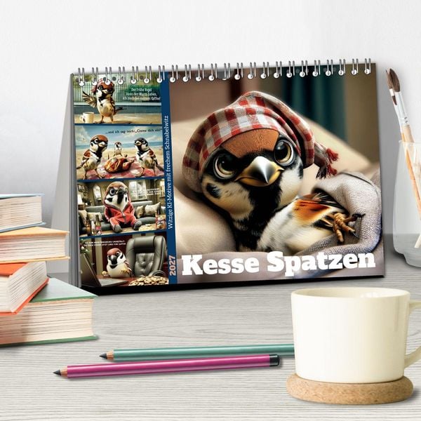 Produktbild: Kesse Spatzen (Tischkalender 2027 DIN A5 quer), CALVENDO Monatskalender