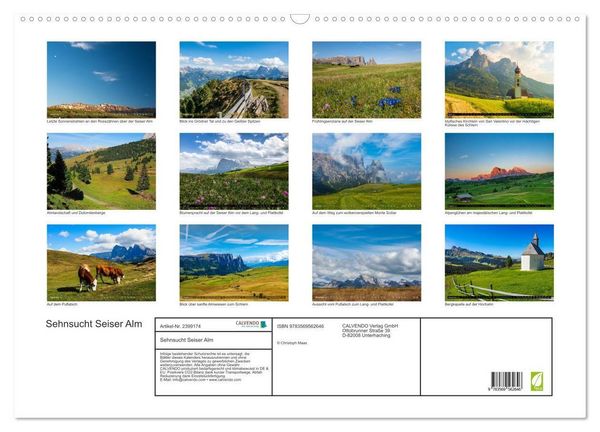 Produktbild: Sehnsucht Seiser Alm (Wandkalender 2027 DIN A2 quer), CALVENDO Monatskalender