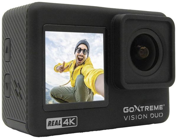 Produktbild: GoXtreme GoXtreme Vision Duo 4K Action Cam 4K, Dual-Display, Spritzwassergesch&uuml;tzt, Staubgesch&uuml;tzt, Wasserfest, WLAN, Zeitraffer